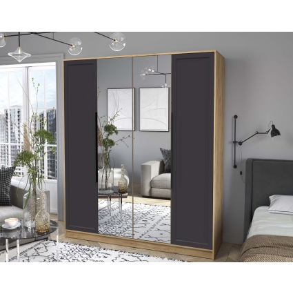 Шкаф распашной Тренд КТ-Ш4 (з) (Дуб золотой ЛДСП/ Пепел ЛМДФ) Ш1800 В2128 Г547